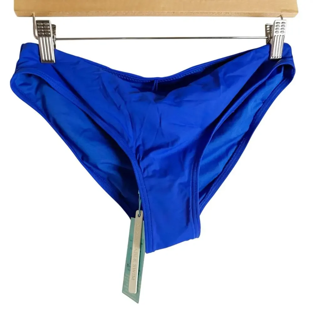 Sea Level Essentials Cobalt Blue Ruffled Hipster Two Piece Bikini Swimsuit Set 8 - Picture 5 of 13